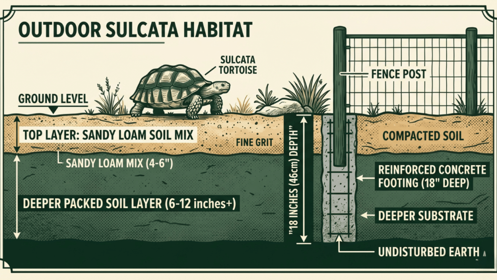 Setting up the right sulcata tortoise habitat is the biggest commitment in sulcata care. How to get space, substrate, temperature, and security right.
