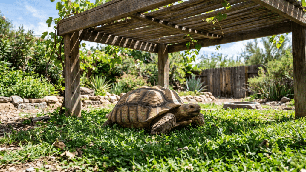Setting up the right sulcata tortoise habitat is the biggest commitment in sulcata care. How to get space, substrate, temperature, and security right.