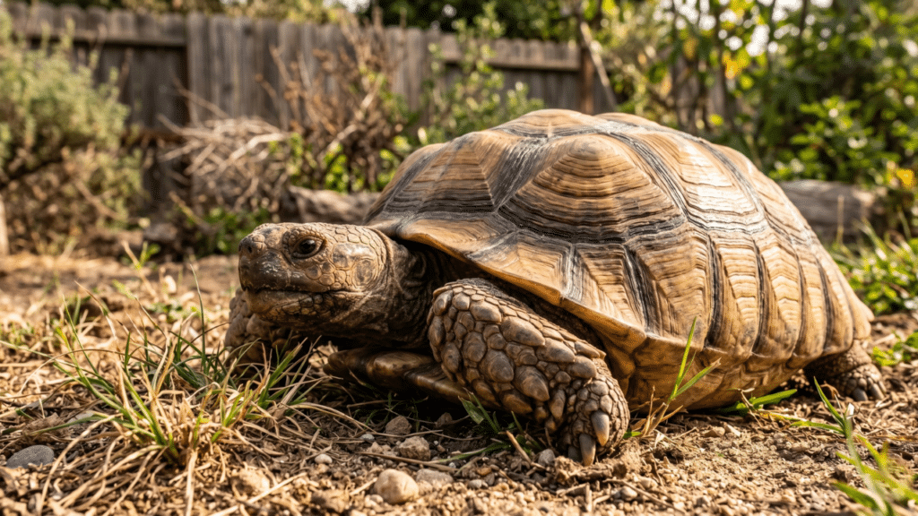 Setting up the right sulcata tortoise habitat is the biggest commitment in sulcata care. How to get space, substrate, temperature, and security right.
