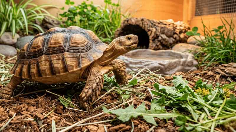 Indoor Sulcata Tortoise Enclosure: The Complete Setup Guide 5 An indoor sulcata tortoise enclosure has to engineer everything the wild provides naturally. How to get lighting, heat, substrate, and space.